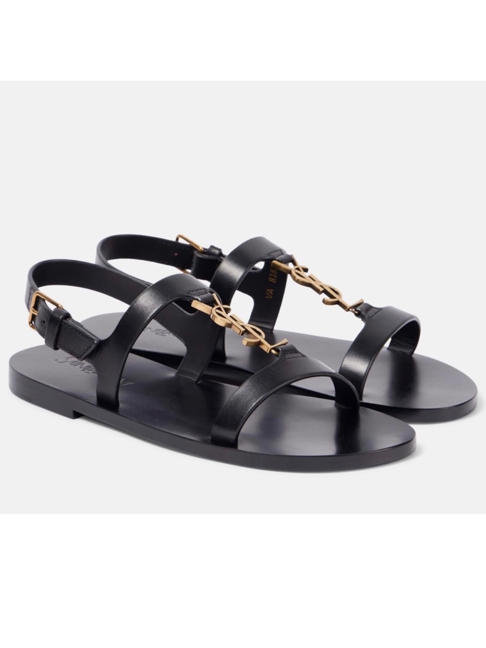 SAINT LAURENT Cassandra YSL logo leather thong sandals